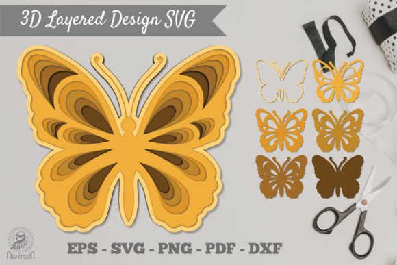 3D Layered Butterfly SVG for Laser Cutting and Editorial Design
