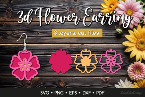 3D Layered Flower Earring SVG Cut Files for Creative Publishing