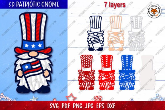 3D Patriotic Gnome SVG: A Festive Graphic Design Asset for Independence Day Projects