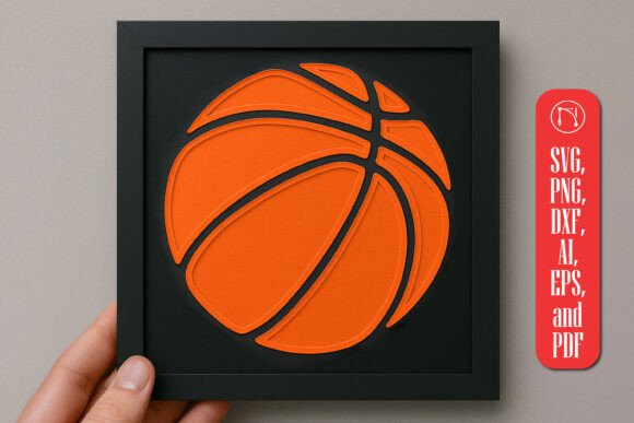 3D SVG Basketball Design for Shadow Box Crafts and More