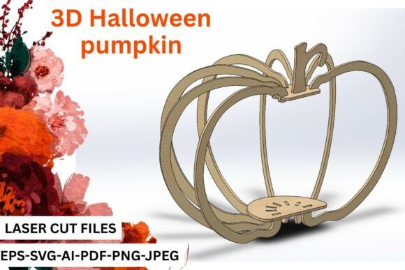 3D SVG Halloween Pumpkin Laser Cut File for Spooky Web Design