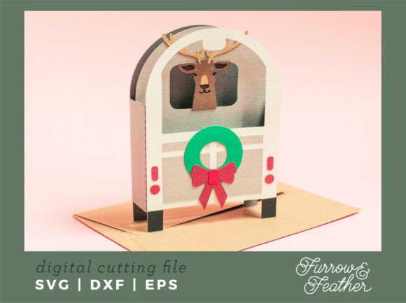3D SVG Reindeer Trailer Card: A Festive Design Asset for Christmas Projects