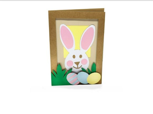 Bunny Easter Card 3D SVG: A Festive Graphic Design Asset for Spring Branding