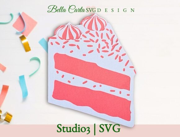 Cake Slice Card - 3D SVG for Crafts and Graphics