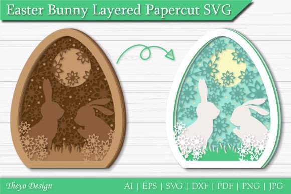 Easter Bunny Layered Papercut SVG: A 3D Shape for Creative Content