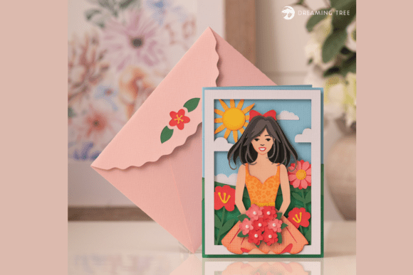 Fleurette Greeting Card SVG: A 3D Pop-Up Design for Springtime Branding