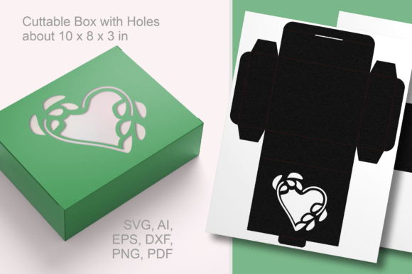 Flourish Heart Window Rectangular Box – 3D SVG Gift Boxes for Creative Content