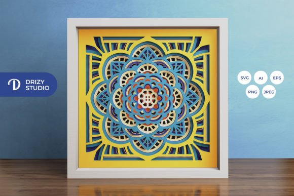 Flower Mandala 3D Layered Paper Cut for Crafts and Graphics