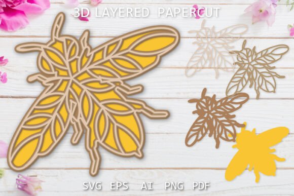 Flying Bee SVG: A 3D Paper Cut Design for Real Projects