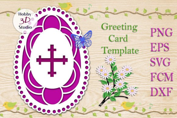 Happy Easter Card Template 3D SVG for Creative Projects