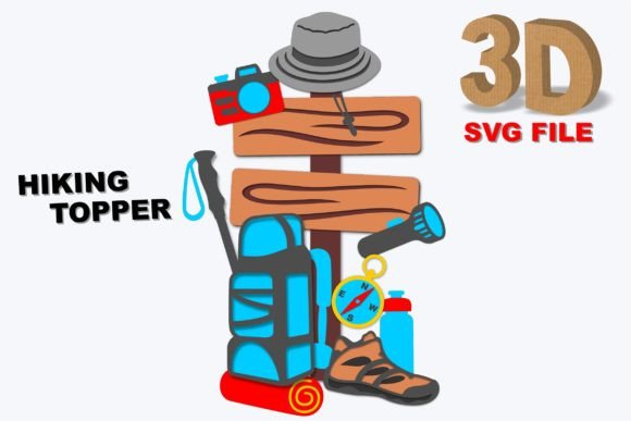 HIKING Topper 3D SVG – A Versatile Graphic for Crafts & Handmade Creations