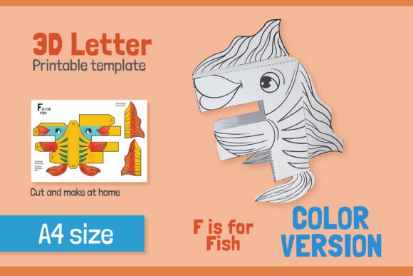 Letter A 3D Papercraft for Kids – Color