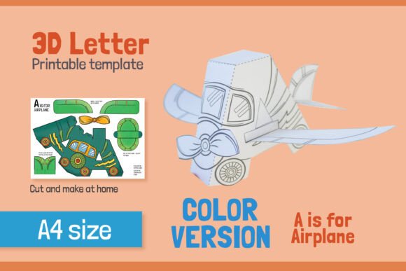 Letter A 3D Papercraft for Kids – Vibrant Shapes and SVG Design