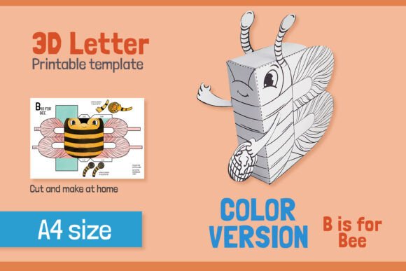 Letter B 3D Papercraft for Kids – Vibrant Shapes & SVG Design