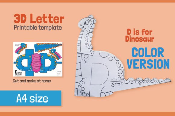 Letter D 3D Papercraft for Kids – Vibrant Shapes and SVG Design