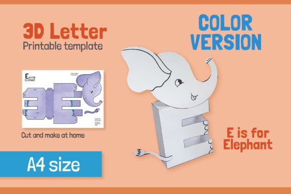 Letter E 3D Papercraft for Kids – Vibrant Shapes & SVG Design