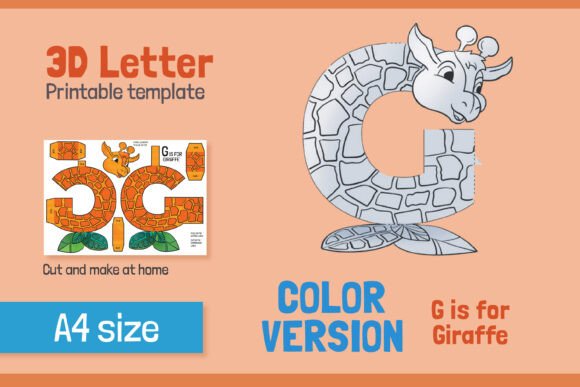 Letter G 3D SVG Papercraft for Kids – Colorful Branding Shapes