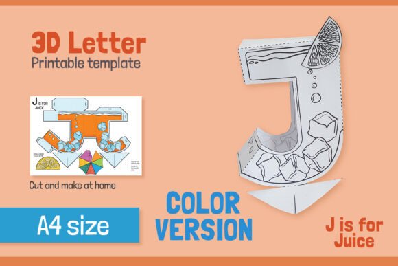 Letter J 3D Papercraft for Kids – Vibrant Shapes and SVG Design