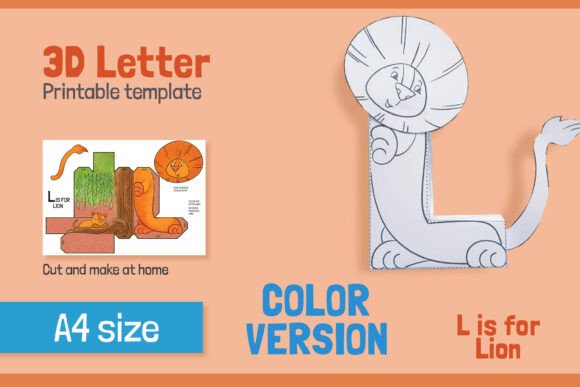 Letter L 3D Papercraft for Kids – COLOR: A Vibrant 3D SVG Shape Asset