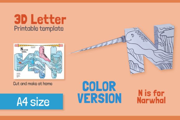 Letter N 3D Papercraft for Kids – Vibrant Shapes and SVG Design