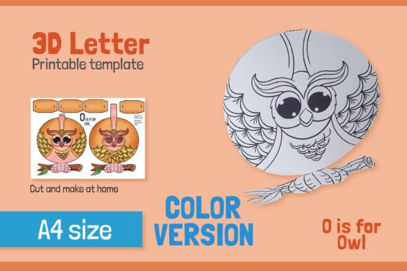 Letter O 3D Papercraft for Kids – COLOR
