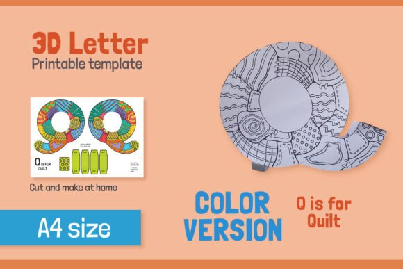 Letter Q 3D Papercraft for Kids – Vibrant Shapes in SVG