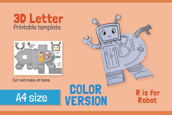 Letter R 3D Papercraft for Kids – Vibrant SVG Shape Design