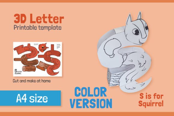 Letter S 3D Papercraft for Kids – Vibrant Shapes in SVG