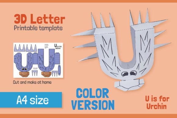 Letter U 3D SVG Papercraft for Kids – Vibrant Shape Design