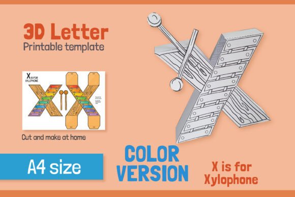 Letter X 3D SVG Papercraft – Vibrant Kids’ Crafting Shapes