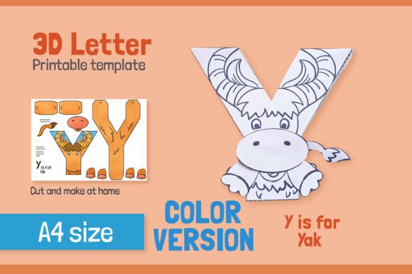 Letter Y 3D Papercraft for Kids – Vibrant 3D SVG Shape Asset