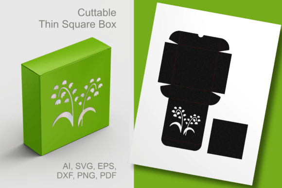 Lilies of the Valley Thin Square Box – 3D SVG for Creative Shapes