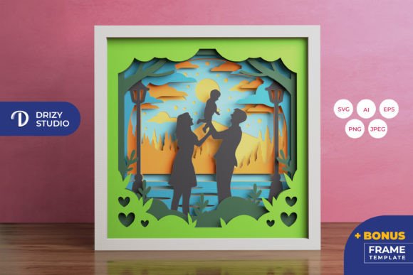 Mom Dad and Baby 3D Shadow Box SVG Review for Small Business Branding