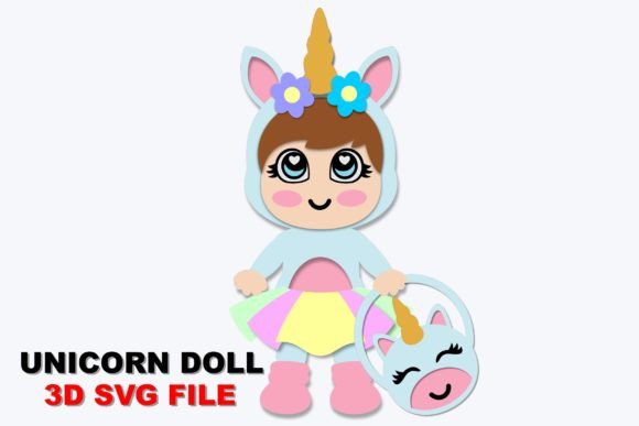 Unicorn Baby Doll 3D Svg: A Magical Graphic Design Asset for Crafts and Branding