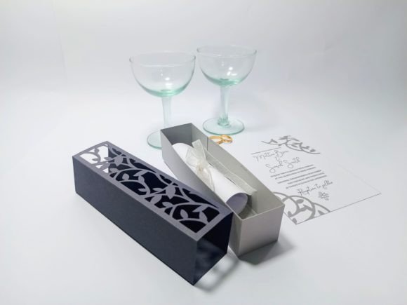 Vine Leaf Invitation Box and Table Place Card Set – A 3D SVG Design for Wedding Sets