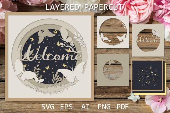 Welcome Card Design 3D SVG for Shadow Box Branding
