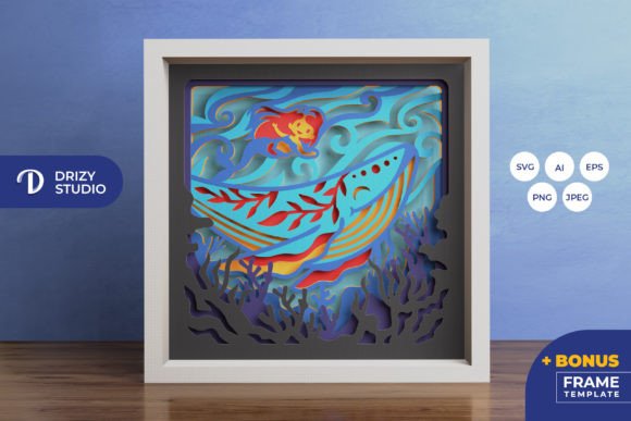 Whale and Mermaid Girl 3D SVG Shadow Box Review for Content Publishing