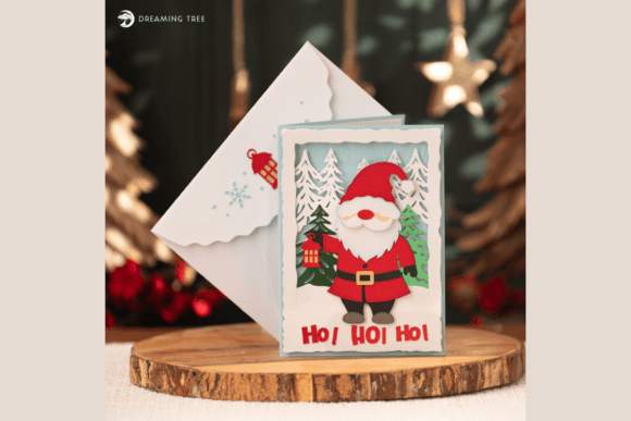 Whimsy Woodland Card SVG: A 3D Christmas Graphic Design Asset